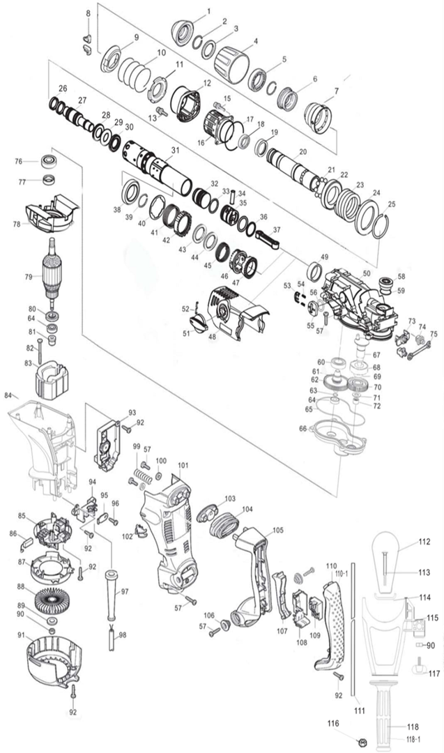 Инструмент [ЗПМ-40-1100 ЭК] - разборная схема